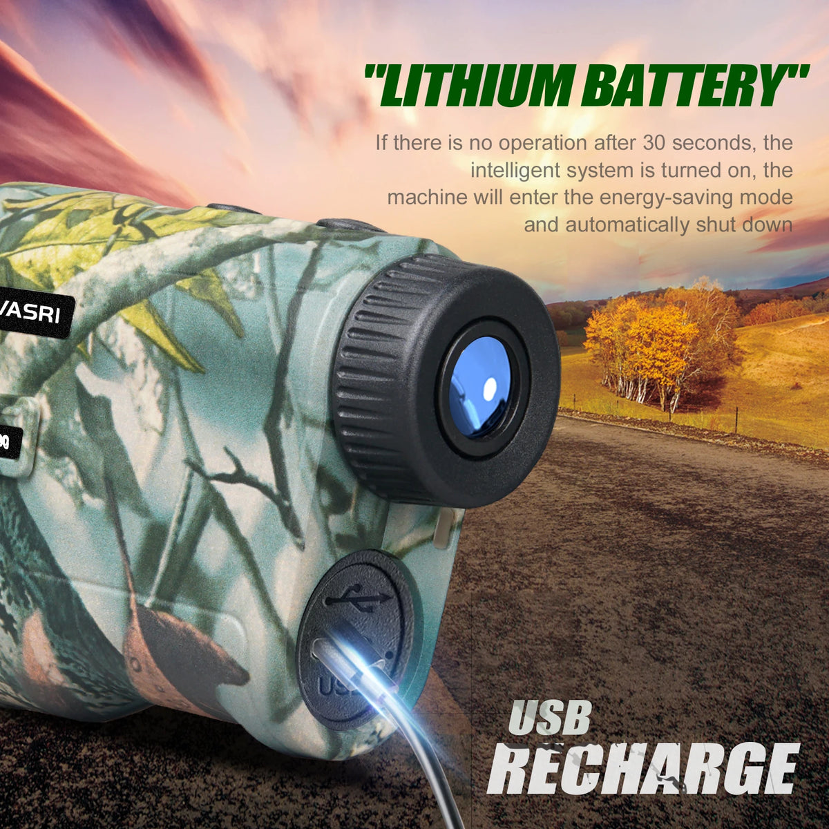REVASRI Hunting Laser Rangefinder 1000M with Type-C Rechargeable Hunting Range Finder with Target Acquisition Technology
