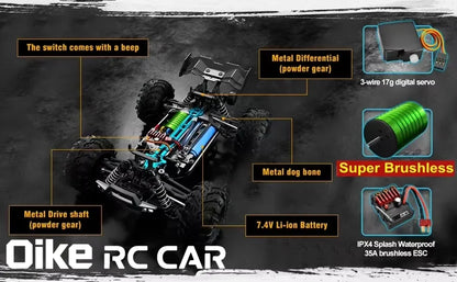Oike 4WD Remote Control Car Off Road 4x4 RC Car High Speed Buggy Truck Super Brushless 50 or 80KM/H Fast Drift Racing Toy Gift