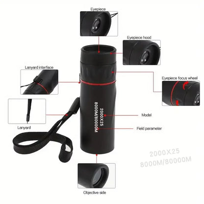 2000x25 HD Monocular Telescope Mini Portable Mobile Phone Telescope with Holder Outdoor Camping Hunting Birdwatching Telescopes
