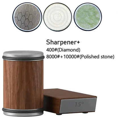 Rolling Knife Sharpener Magnetic Knife Holder Diamond Sharpening Stone Kit with 15 and 20 Degrees Angle Roller Kitchen Accessory
