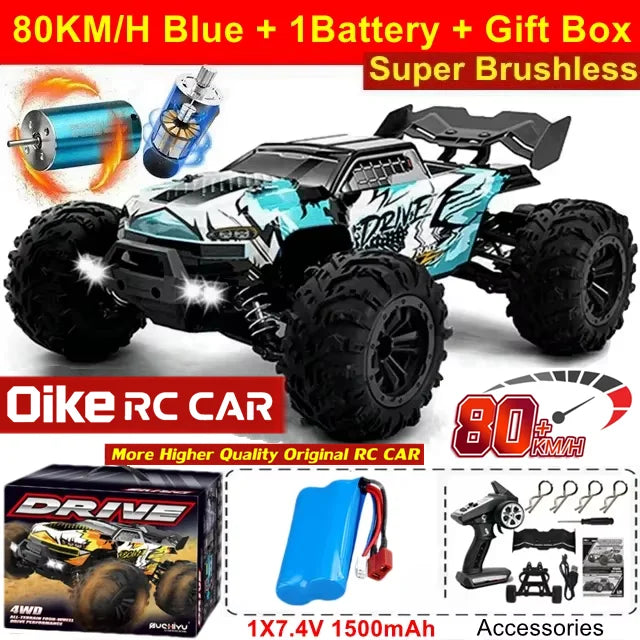 Oike 4WD Remote Control Car Off Road 4x4 RC Car High Speed Buggy Truck Super Brushless 50 or 80KM/H Fast Drift Racing Toy Gift