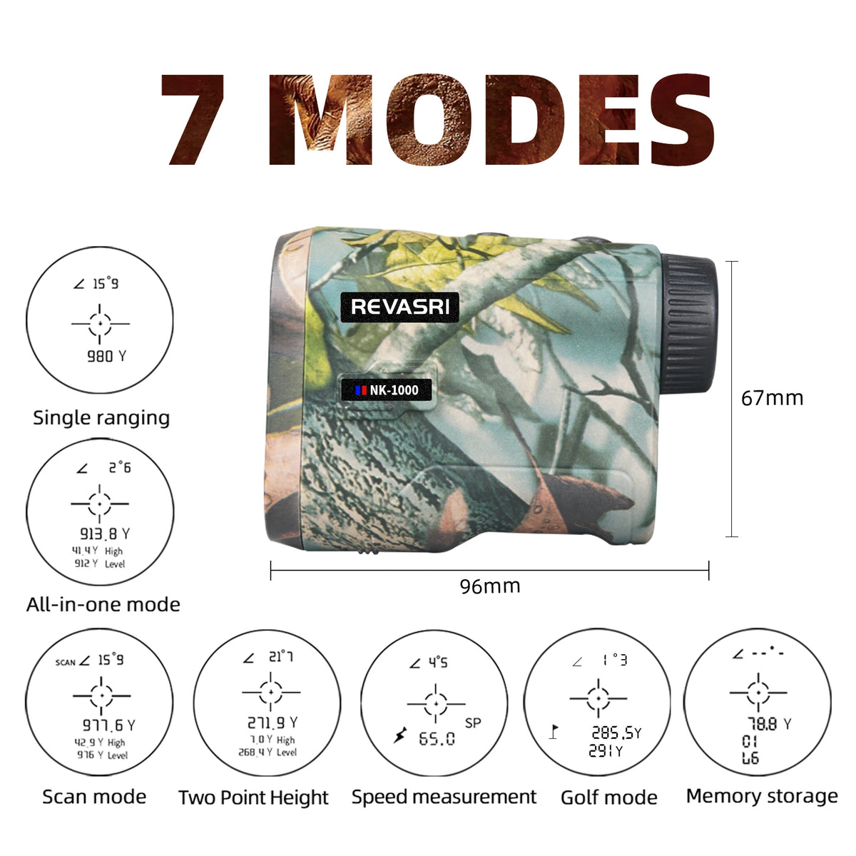 REVASRI Hunting Laser Rangefinder 1000M with Type-C Rechargeable Hunting Range Finder with Target Acquisition Technology
