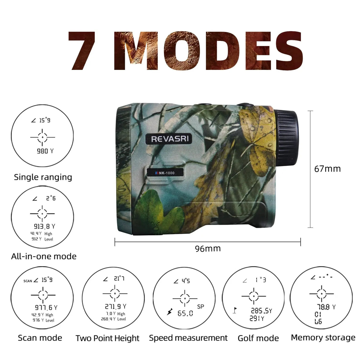 REVASRI Hunting Laser Rangefinder 1000M with Type-C Rechargeable Hunting Range Finder with Target Acquisition Technology