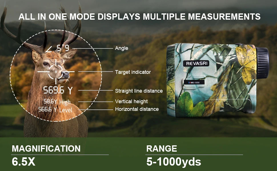 REVASRI Hunting Laser Rangefinder 1000M with Type-C Rechargeable Hunting Range Finder with Target Acquisition Technology