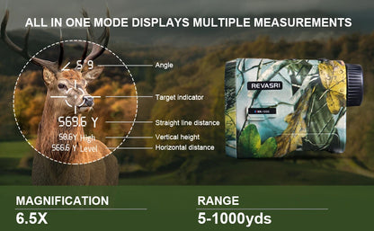 REVASRI Hunting Laser Rangefinder 1000M with Type-C Rechargeable Hunting Range Finder with Target Acquisition Technology