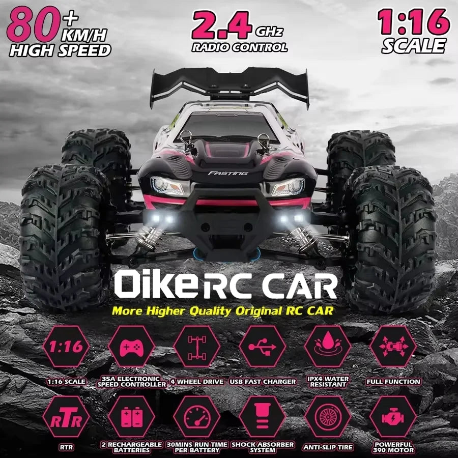 Oike 4WD Remote Control Car Off Road 4x4 RC Car High Speed Buggy Truck Super Brushless 50 or 80KM/H Fast Drift Racing Toy Gift