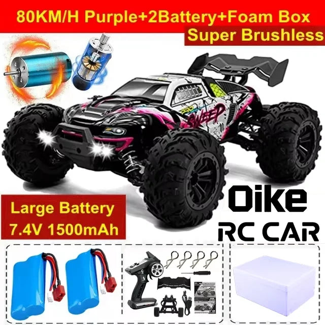Oike 4WD Remote Control Car Off Road 4x4 RC Car High Speed Buggy Truck Super Brushless 50 or 80KM/H Fast Drift Racing Toy Gift