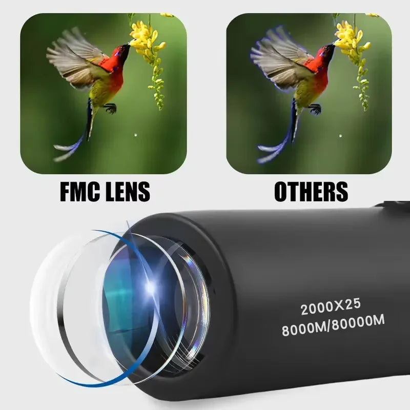 2000x25 HD Monocular Telescope Mini Portable Mobile Phone Telescope with Holder Outdoor Camping Hunting Birdwatching Telescopes
