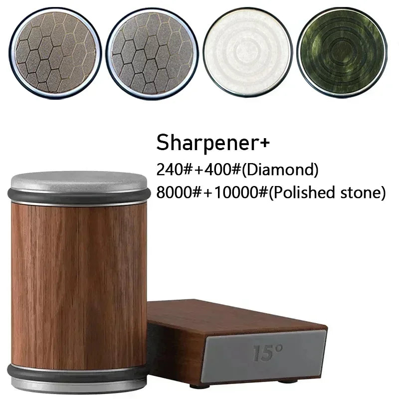 Rolling Knife Sharpener Magnetic Knife Holder Diamond Sharpening Stone Kit with 15 and 20 Degrees Angle Roller Kitchen Accessory