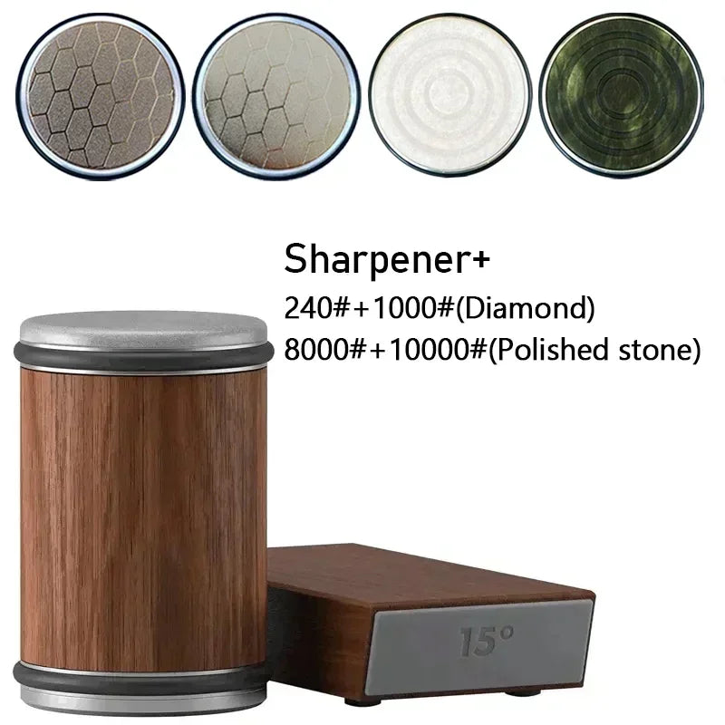 Rolling Knife Sharpener Magnetic Knife Holder Diamond Sharpening Stone Kit with 15 and 20 Degrees Angle Roller Kitchen Accessory