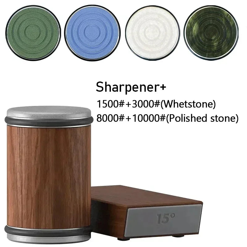 Rolling Knife Sharpener Magnetic Knife Holder Diamond Sharpening Stone Kit with 15 and 20 Degrees Angle Roller Kitchen Accessory