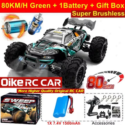 Oike 4WD Remote Control Car Off Road 4x4 RC Car High Speed Buggy Truck Super Brushless 50 or 80KM/H Fast Drift Racing Toy Gift