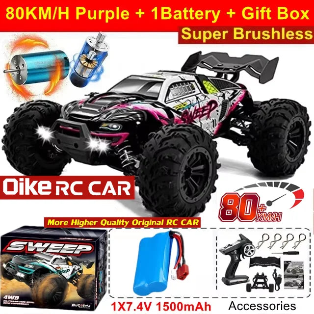 Oike 4WD Remote Control Car Off Road 4x4 RC Car High Speed Buggy Truck Super Brushless 50 or 80KM/H Fast Drift Racing Toy Gift