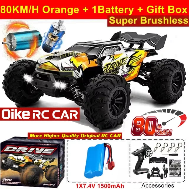 Oike 4WD Remote Control Car Off Road 4x4 RC Car High Speed Buggy Truck Super Brushless 50 or 80KM/H Fast Drift Racing Toy Gift